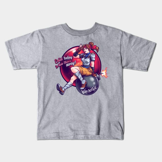 Bomber Girl Kids T-Shirt by obvian